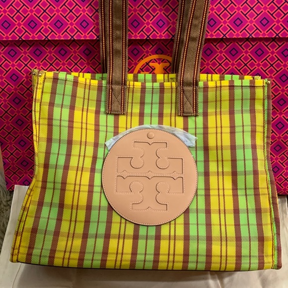 Authentic TORY BURCH Leather/Mesh Logo tote - Picture 3 of 14